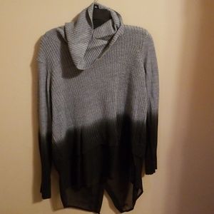 Gray and black turtle neck